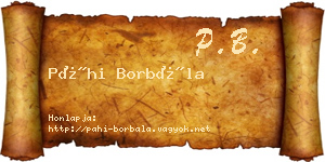 Páhi Borbála névjegykártya